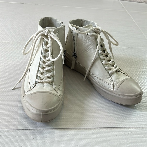 Ecco | Shoes | Ecco White Leather Hi Top Sneakers Size 36 | Poshmark